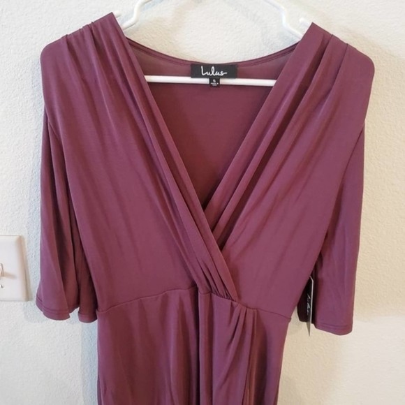 LULU'S Women's Dulcet Washed Purple Surplice Midi Dress Washed Purple Small - Picture 4 of 7